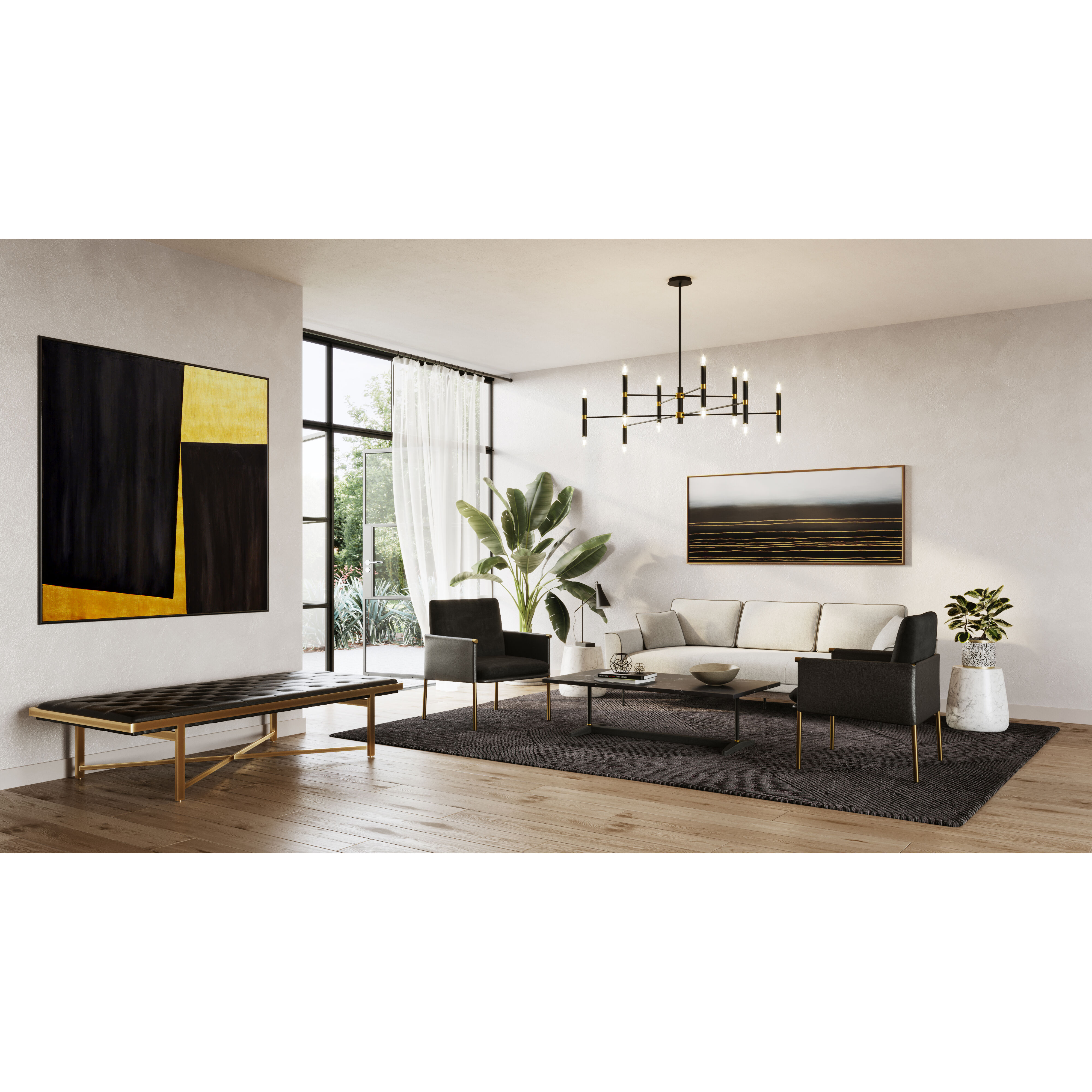 Briggs LED 50.75 inch Black / Brass / Black Chandelier Ceiling Light